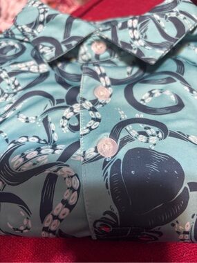 Waggle Men's Teal Octopus Print Shirt - Size Medium #golf #preppy